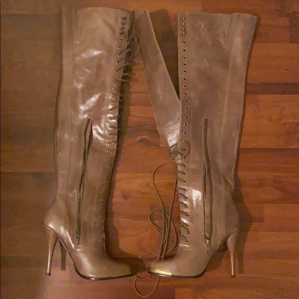 Joie Lace Up Over The Knee Boots - Picture 1 of 6